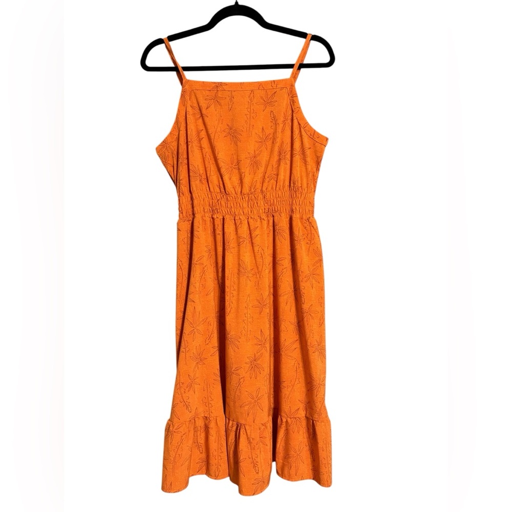 Toad&Co Orange Floral Midi Dress